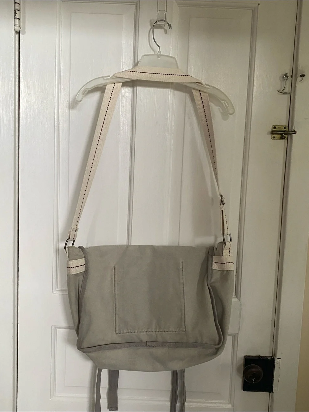 Hollister Vintage YK2 Neutral Grey  Canvas Messenger Bag with Adjustable Strap